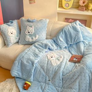 빅무드 베베퍼피 쿠션 담요 이불 2in1 차량용 사무실 캠핑 다용도 소파쿠션