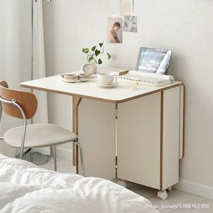 E0등급 라운드 확장형 이동식 접이식 테이블 식탁 1200 수납형 틈새 폴딩 책상