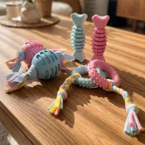 파스텔 치발기 3종 세트 강아지 이갈이 치석제거 고무 장난감