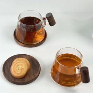 내열유리 우드 핸들 머그 2인 세트 유리머그 머그잔 머그컵 카페머그 유리컵 유리잔