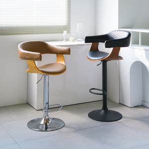 [리퍼] 카뮤바텐 가죽 원목 바체어 홈바 회전 높낮이 조절 의자