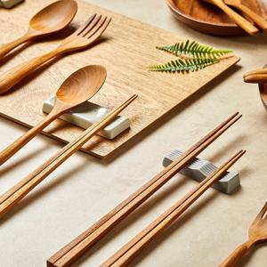 티크우드 감성 테이블 완성 2인 수저세트 4P (M/L 선택)