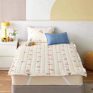 마미허그 소프트워싱 플레이테디 4면 고정밴드가 있는 패드 115x205 베이지