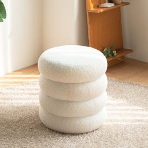 [리퍼] 버디 스툴 화장대 의자 보조 간이 인테리어 디자인 원형 부클레 패브릭 카페