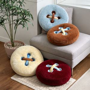 자이언트 단추 극세사 쿠션 4color 모던 감성 거실 소파쿠션 패브릭 원형 대형 인테리어