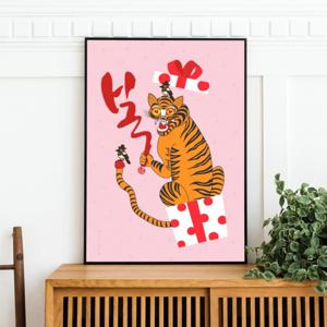 민화 까치 호랑이 그림 한국굿즈 작호도 호작도 전통굿즈 호랑이 액자 인테리어 포스터 선물
