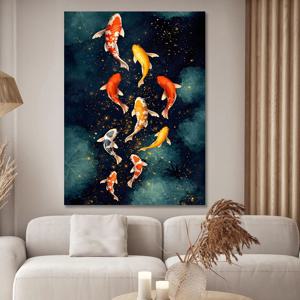 기운상승 구어도 컬러잉어 캔버스 액자 돈들어오는 풍수 거실 인테리어그림