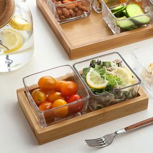 [리퍼]사각 분할 디저트 나눔접시 소스 반찬 그릇 글라스 그리드 플래터 정사각2