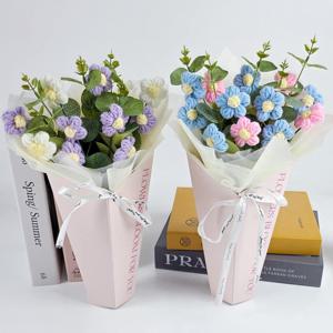 DIY 뜨개꽃다발 모루 뜨개꽃 니트꽃다발 조화 산소 성묘꽃 조명 졸업식 입학식 화이트데이