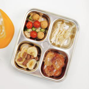 국내생산 스텐 정사각 4구 다이어트 식판