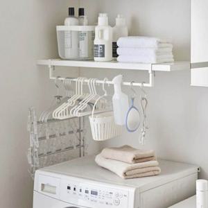 길이조절 선반 행거 세탁 용품 다용도실 정리 수납 걸이