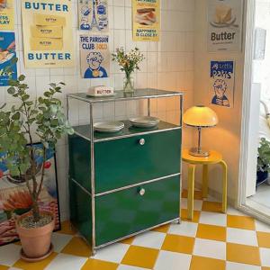 친환경 던에드워드 미드센츄리 모듈 2단 선반 서랍 수납장 600 RAC525C