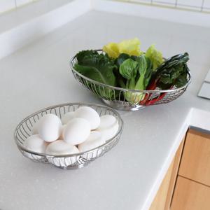 루미너스 304 고급 스텐 와이어 철제 바스켓 과일 빵 바구니  타원