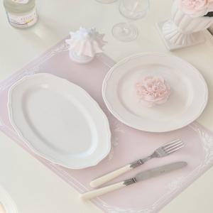 엔틱 원형 타원 플레이트 오발접시 브런치 플레이팅 예쁜그릇