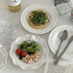 프렌치 엔젤 화이트접시 빈티지 플레이트 앤틱 식기 그릇