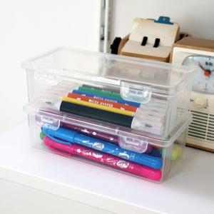 1+1 색연필 정리 필통 파일 케이스 정리함 투명 플라스틱 다용도