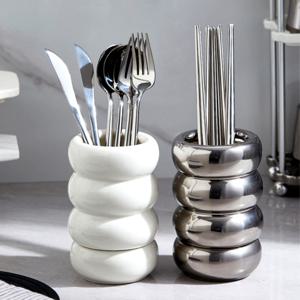 마시멜로 수저 홀더 물빠짐 도자기 스텐 수저통 수저케이스 예쁜 인테리어 디자인