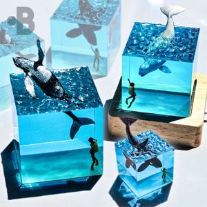 바다 수정구 범고래 혹등고래 벨루가 LED 무드등 투명 구슬 오브제 조명 수면등