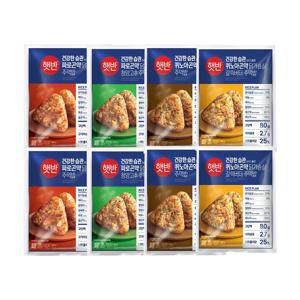 햇반 곤약주먹밥 8개(파로달가슴살청양고추+파로닭갈비+퀴노아닭불고기+퀴노아갈릭버터)