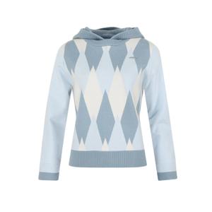골피아 여성 다이아 패턴 니트 후드 안감 방풍 골프 티셔츠 ATW54R5587