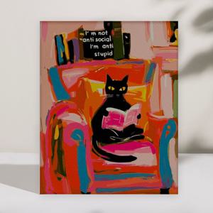 DIY 명화/유화그리기 세트  물감 두배 (40X50_책읽는 고양이)