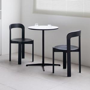 토이 레스코 세트 블랙 우드 엣지 원형 테이블 식탁 의자 세트 2인 3인 4인