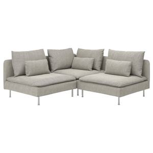 쇠데르함 3인용 코너소파 비아르프 베이지/브라운