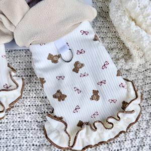 TEMU 새로운 애완 동물 가을/겨울용 기모 안감 따뜻한 드레스 귀여운 강아지 고양이 소형견 옷 트랙션 슈트