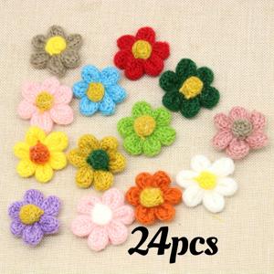 TEMU 24개 수제 미니 니트 꽃 - DIY 헤어 액세서리, 브로치 및 의류 장식에 완벽함