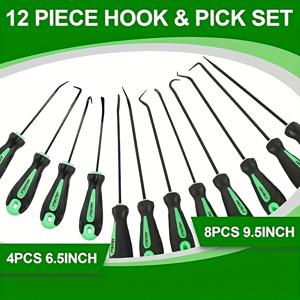 TEMU SWANLAKE 12개입 고강도 픽 앤 후크 공구 세트 (긴 & 미니 후크 포함), O-링 씰 개스킷 풀러, 오일 씰 제거 도구, 자동차, 트럭, RV, 보트