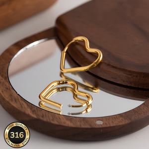 TEMU 저자극성 하트 모양 스테인리스 스틸 후프 귀걸이, 퇴색 방지, 여성용 고품질 귀걸이, 데일리룩에 완벽, 사랑하는 사람을 위한 생일 선물