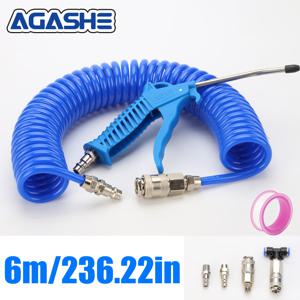 TEMU 118.11/236.22인치 리코일 호스 에어 더스터 멀티 트럭 먼지 제거기 건 세트 5.5mm 스틸 노즐 블로워 스프레이 도구 키트