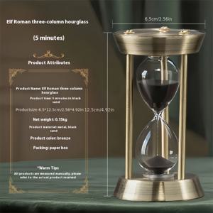 TEMU 우아한 메탈 타이머 - 메탈 모래시계 5/10/15분 로마 기둥 모양 가정 사무실 유니크 디자인 데스크탑 장식품 창의적인 선물