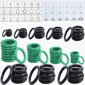 TEMU 495개 니트릴 고무 O-링 세트, 65A 경도, 원형 단면, 블랙 및 그린 합성 고무 색상, 고압 세척기 및 가스 밀봉 애플리케이션에 적합한 18가지 사이즈 포함