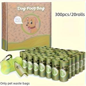TEMU 330개/300개 두꺼운 누출 방지 애완 동물 배변 봉투 | 냄새 차단 폴리에틸렌, 귀여운 발자국 디자인, 강아지 및 고양이에게 적합 - 22롤/20롤