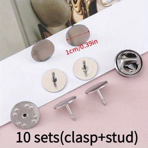TEMU 304 스테인리스 스틸 플랫 브로치 고리 나비 클립 DIY 수제 지지대 배지 액세서리 10개 세트