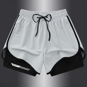 TEMU 남성용 퀵드라이 애슬레틱 반바지 - 가볍고 통기성 좋은 드로스트링 허리 포켓 스트레치 팬츠, 헬스, 러닝, 야외 활동용 스포츠 반바지 | 스포티한 룩 | 부드러운 질감