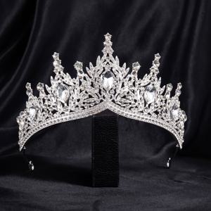 TEMU 여성용 은빛 빈티지 꽃송이 클러스터 대형 유리 패션 럭셔리 왕관 1개, 반짝이는 정교한 할로우 아웃 디자인 액세서리 왕관, 신부 머리 장식 웨딩드레스 액세서리, 18세 성인식 돌잔치 사진 촬영용 장식 왕관