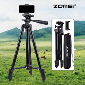TEMU ZOMEI 블랙 55인치/140cm 알루미늄 합금 카메라 삼각대 1개, 휴대폰 클립 및 휴대용 가방 포함, 라이브 스트리밍 및 블로깅용 조절식 삼각대 스탠드, 휴대폰, 카메라, 미니 링라이트와 호환, 다기능, 휴대용
