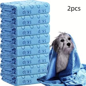 TEMU 강아지용 퀵 드라이 극세사 타월 2개 세트 - 흡수력 및 내구성이 뛰어난 애완 동물 그루밍용 목욕 타월, 모든 크기의 품종에 적합