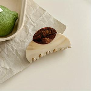 TEMU 빈티지 엘레강스 헤어 클로 - 텍스처 아세테이트 디자인의 대형 타원형 프렌치 스타일 상어 클립