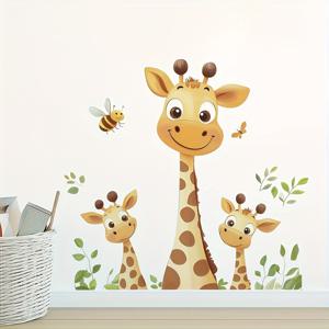 TEMU 기린 벽 스티커 - 쉽게 붙이고 떼는 비닐 벽화, 침실, 욕실, 거실 장식용, 기린 장식, 동물 벽 스티커, 아트 배경 장식, 동물 벽 스티커