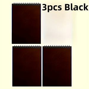 TEMU 코일이 있는 검정색 빈 스케치북 3권 세트. 각 책은 60페이지로 구성되어 있습니다. 이 노트북은 간편한 필기를 위해 설계되었으며 휴대 가능하여 교실, 사무실 및 가정에서 데이터 기록에 실용적입니다.