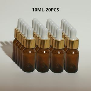 TEMU 20개 세트 앰버 에센셜 오일 병 (10ml, 20ml, 30ml) 유리 드로퍼 병, 여행용 리필 가능 화장품 병