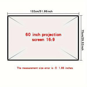 TEMU 휴대용 야외 캠핑 스크린, 부드러운 고화질 디스플레이, 60~150인치, 침실 및 거실용으로 설계됨, 16:9 화면비, 펀칭 없음