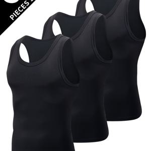 TEMU 남성용 탱크탑 3개, 남성용 허들 스포츠 탱크탑, 남성용 속옷, 청소년용 베이스 레이어, 피트니스 민소매 스웨트셔츠