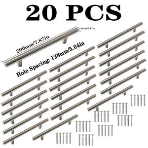 TEMU 20개 브러시드 니켈 스테인리스 스틸 T-바 핸들 & 서랍 손잡이 - 사무실, 식당 및 상업용 현대적인 주방 캐비닛 하드웨어