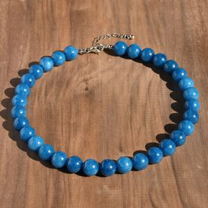 TEMU 12mm 대형 스무스 라운드 비드 천연석 목걸이, 바캉스 스타일, 아쿠아마린, 로즈 쿼츠, 블루 아파이트, 페리도트 장식, 핸드메이드 비드 초커