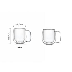 TEMU 2개/4개 고급 보로실리케이트 내열 투명 이중층 유리 컵 250ml 대용량 손잡이 포함 보온 유리 커피 우유 컵 주스 음료 차 유리 이중층 컵