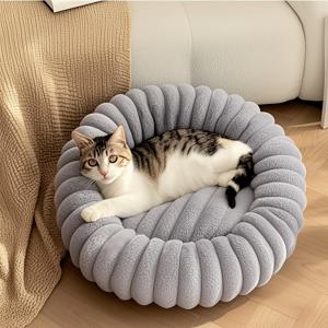 TEMU 가을 겨울용 롱 플러시 강아지 침대, 소형·중형·대형 강아지 깊은 수면 펫 매트리스, 도넛 매트리스 고양이 크리스마스 선물